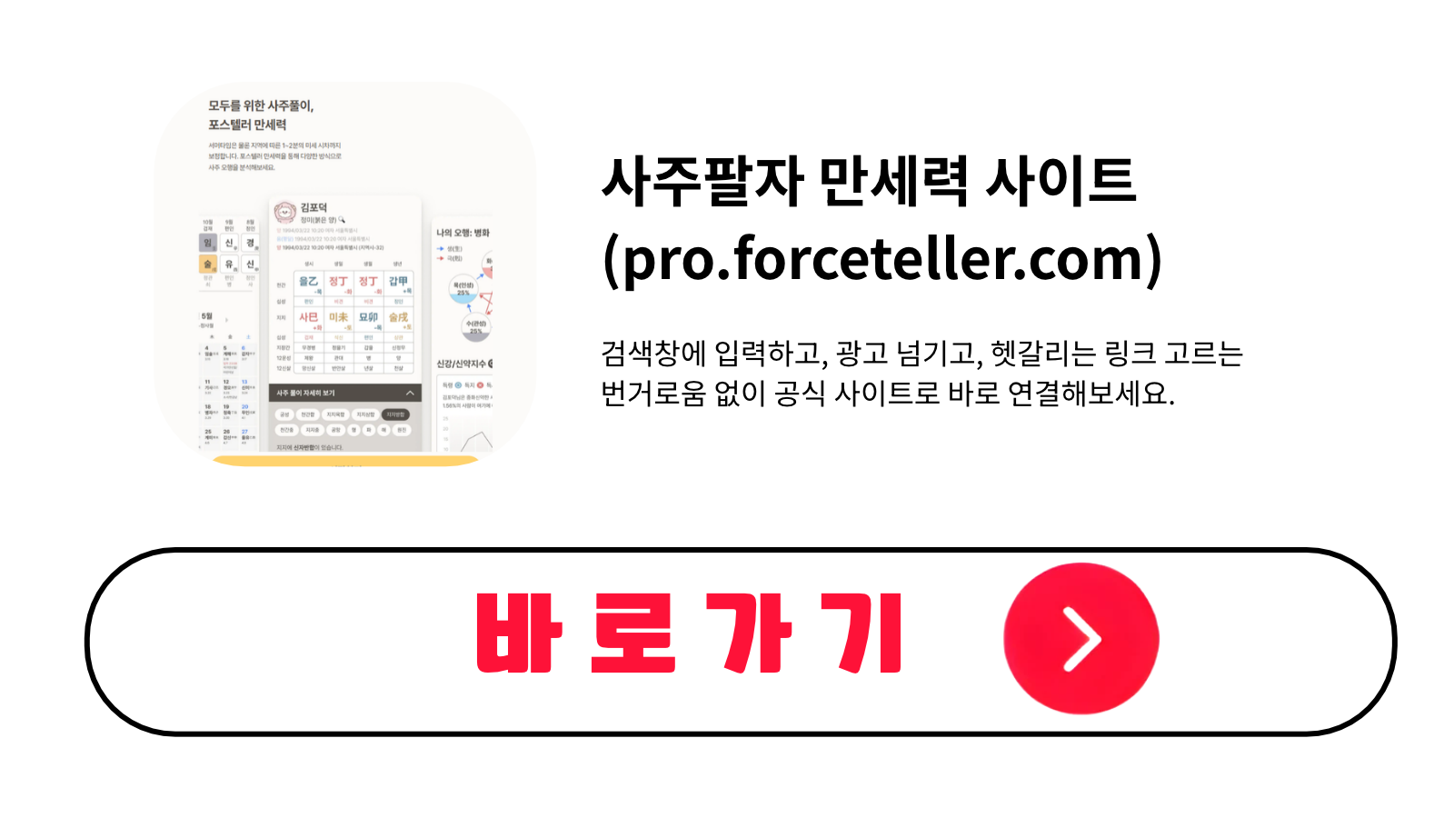 사주팔자 만세력 사이트 바로가기 (pro.forceteller.com)